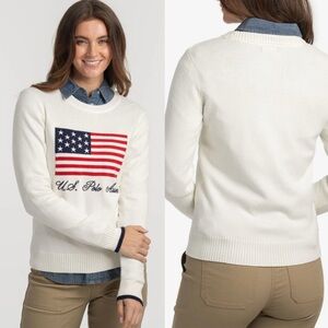 US Polo Assn Flag Crew Neck Super Soft Sweater In Vanilla Prep Size M Preppy